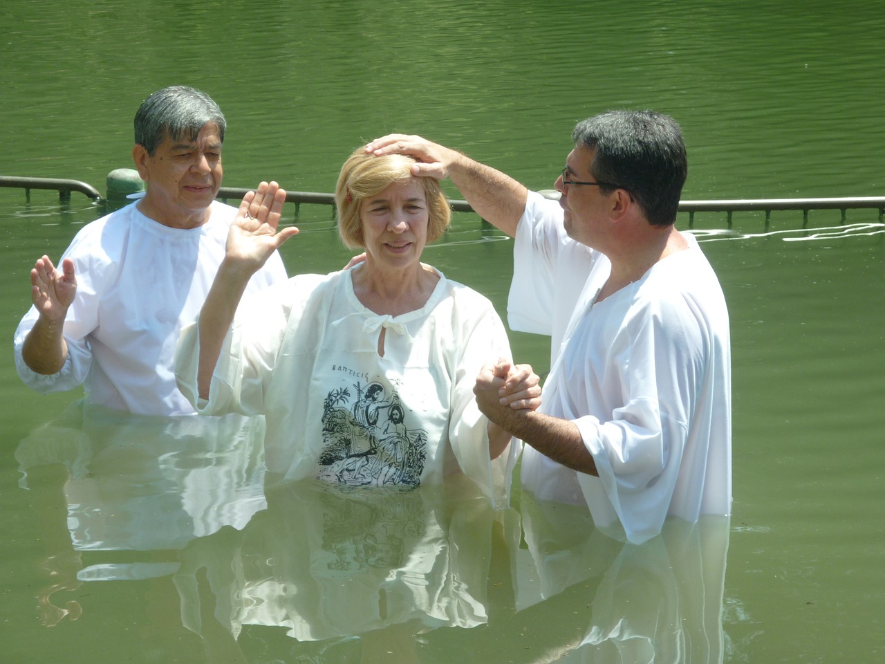 baptism site Jordan river with priest